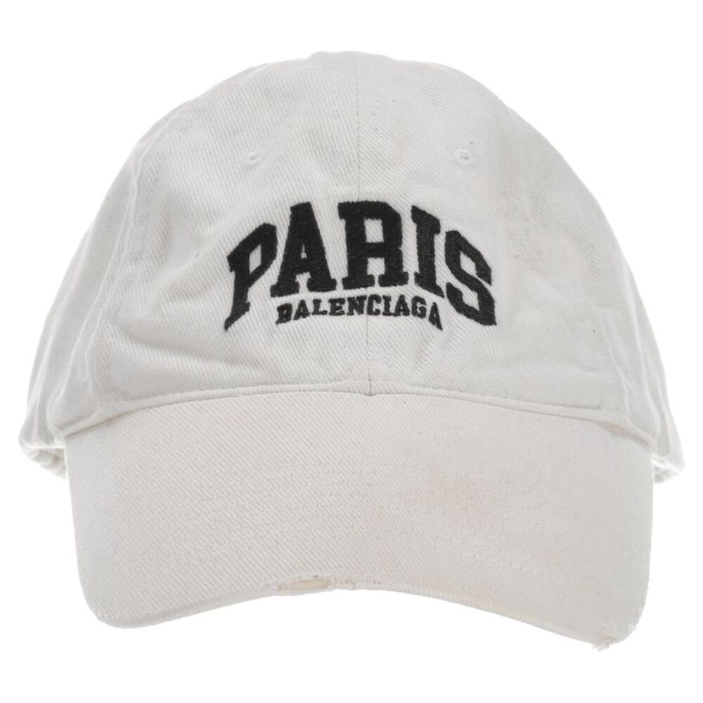 Balenciaga Paris Embroidered Baseball Cap inn White Cotton